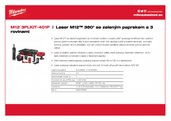 MILWAUKEE M12 3PL Sada laseru M12™ 360° se zeleným paprskem se 3 rovinami a příslušenství 4933478960 A4 PDF