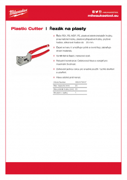 MILWAUKEE Plastic Cutter Řezák na plasty 4932479407 A4 PDF