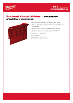 MILWAUKEE Packout Crate Divider PACKOUT™ přepážka k přepravce 4932480624 A4 PDF