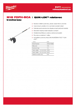MILWAUKEE M18 FOPH-BCA QUIK-LOK™ nástavec křovinořezu 4932479986 A4 PDF