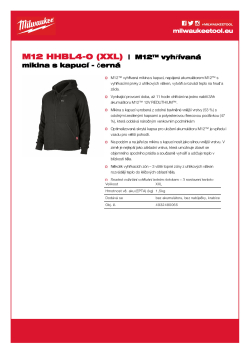 MILWAUKEE M12 HHBL4 M12™ vyhřívaná mikina s kapucí - černá 4932480065 A4 PDF
