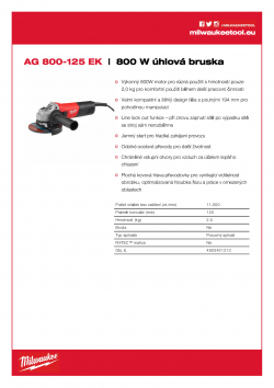 MILWAUKEE AG 800 EK 800 W Úhlová bruska 4933451213 A4 PDF