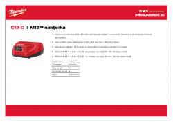 MILWAUKEE C12 C M12™ nabíječka 4932352000 A4 PDF