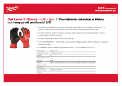 MILWAUKEE Cut Level 3 Gloves Povrstvené rukavice s třídou ochrany proti proříznutí 3 - L/9 - 1 ks 4932471421 A4 PDF